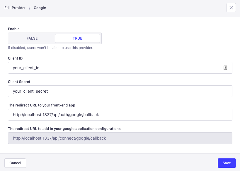 Users & Permissions configuration